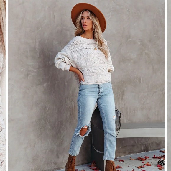 CHANDY COTTON BLEND CABLE KNIT SWEATER - Picture 5 of 14